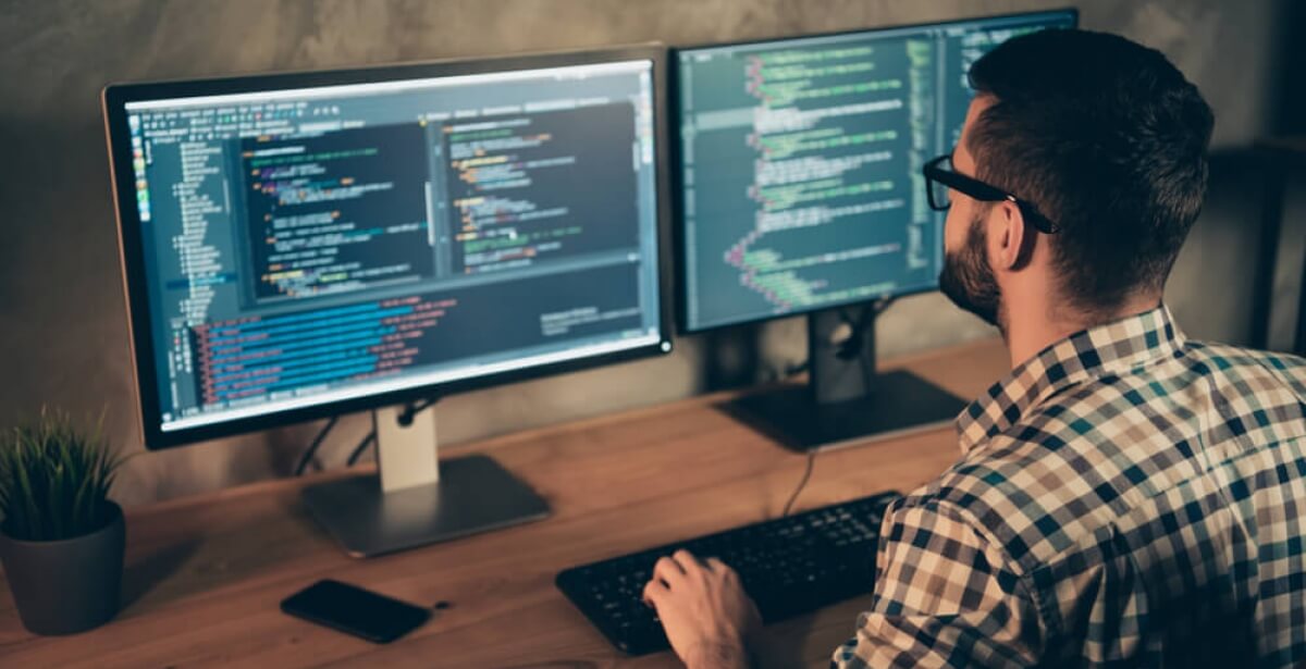 software engineering working on his code